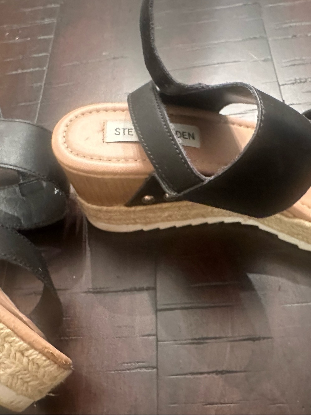 Steve Madden Black Espadrille Wedge Sandals with Ankle Strap